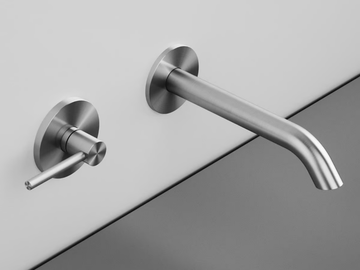 FFQT 21 10T - Wall-mounted single handle stainless steel washbasin mixer by Quadrodesign