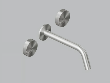Q. 18 11V - Wall-mounted stainless steel washbasin tap by Quadrodesign