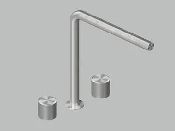 STEREO 16 08V - Stainless steel washbasin tap with individual rosettes by Quadrodesign