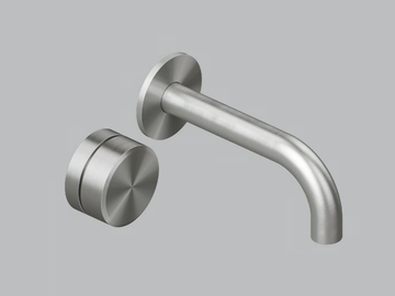 STEREO 16 10T - Wall-mounted hydroprogressive stainless steel washbasin mixer by Quadrodesign