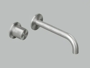 STEREO 16 14T - Wall-mounted stainless steel washbasin mixer by Quadrodesign