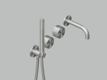 STEREO 16 69 - Wall-mounted stainless steel bathtub set with hand shower by Quadrodesign