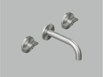 VALVOLA01 19 10V - Wall-mounted stainless steel washbasin mixer by Quadrodesign