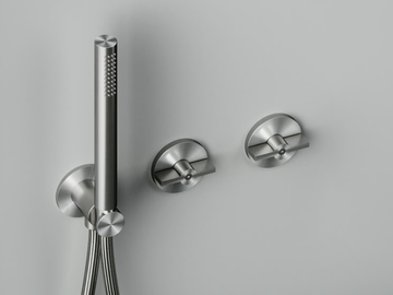 VALVOLA01 19 68 - Hydroprogressive mixer set for bath/shower with hand shower by Quadrodesign