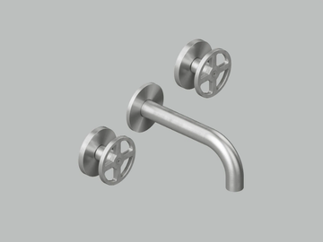 VALVOLA02 20 10V - 3 hole wall-mounted stainless steel washbasin tap by Quadrodesign