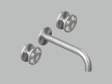VALVOLA02 20 11V - 3 hole wall-mounted stainless steel washbasin tap by Quadrodesign