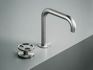 VALVOLA02 20 31 - Hydroprogressive stainless steel washbasin mixer with adjustable spout by Quadrodesign
