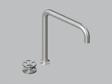 VALVOLA02 20 32 - Hydroprogressive stainless steel washbasin mixer with adjustable spout by Quadrodesign