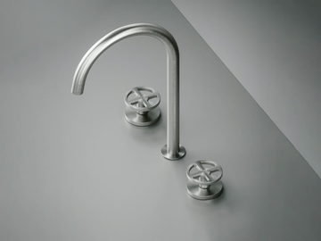 VALVOLA02 20 32V - 3 hole stainless steel washbasin tap with adjustable spout by Quadrodesign