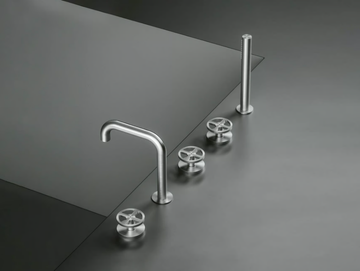 VALVOLA02 20 98 - Hydroprogressive stainless steel bathtub set with hand shower by Quadrodesign