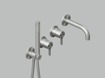 VOLCANO 36 69.00 - Wall-mounted stainless steel bathtub set with hand shower by Quadrodesign