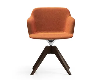 DEEP COVER - Swivel trestle-based chair with armrests by Quinti Sedute