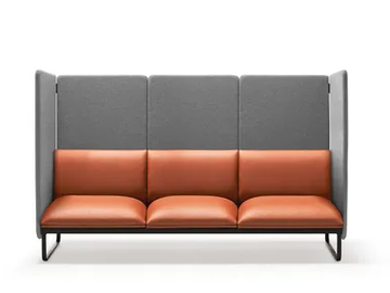 LOFT X - Sled base high-back leather sofa by Quinti Sedute