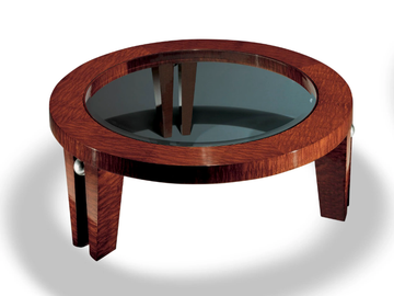 FOUGERE - Round wood and glass coffee table by Radice