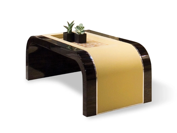 HORN - Rectangular sled base wood and leather coffee table by Radice