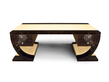 IRIS - Rectangular wooden and leather writing desk with drawers by Radice