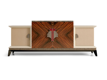 LUCILLE - Wooden and leather sideboard with doors by Radice