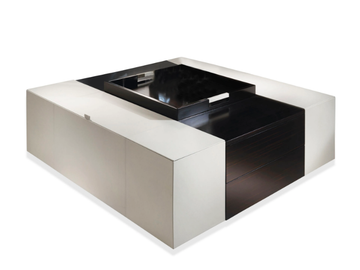 SAMUI - Square leather and wooden coffee table by Radice