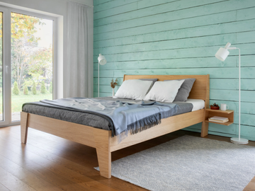 HUH - Double bed with integrated nightstands by Radis