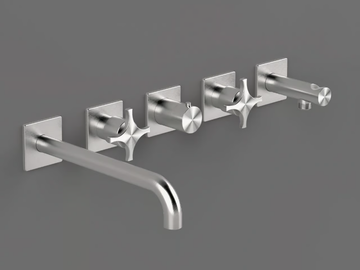 DXN52 - 5 hole wall-mounted Recessed steel bathtub mixer by Radomonte