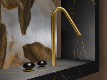 MIR26 - 3 hole countertop steel washbasin mixer with individual rosettes by Radomonte