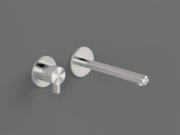 TQN18 - 2 hole wall-mounted single handle stainless steel washbasin mixer by Radomonte