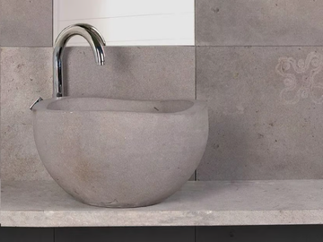 RUPESTRI - Countertop round natural stone washbasin by RAMA 1956