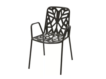 FANCY LEAF 2 - Stackable perforated metal garden chair with armrests by RD Italia