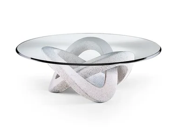 ANDROMEDA - Round glass coffee table for living room by Reflex