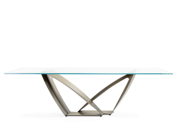 APEIRON 72 - Metal base table with glass top by Reflex