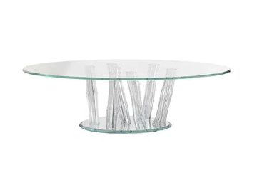BAMBOO - Round glass coffee table for living room by Reflex
