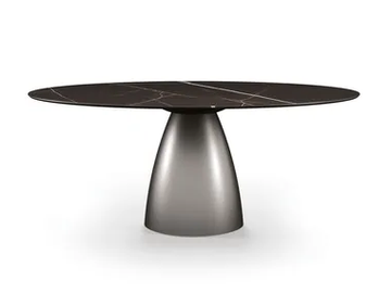 BOTERO 72 - Round table with metal base e top in Marmoflex by Reflex