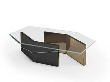 CUBITUM 40 - Hexagonal glass coffee table by Reflex