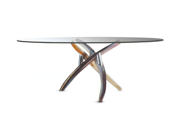FILI D'ERBA - Oval glass dining table by Reflex