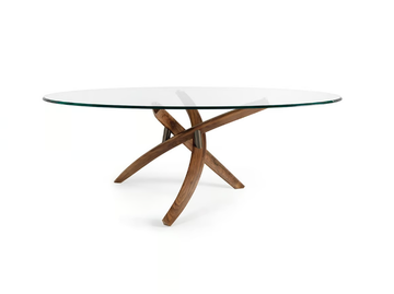 FILI D'ERBA - Oval wood and glass dining table by Reflex