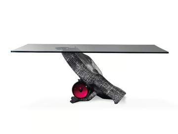IMPACT - Rectangular glass and iron table by Reflex