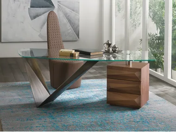 PRISMA STEEL - Glass writing desk with drawers by Reflex