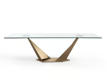 QUARTZ 72 - Extending rectangular glass table with metal base by Reflex