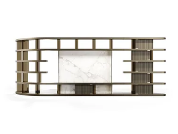 TANGO T BOX - Modular wood and glass bookcase with TV stand by Reflex