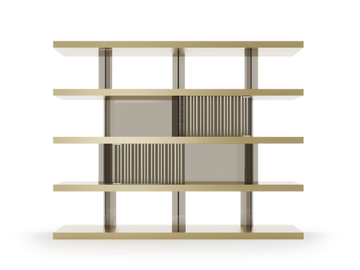 TANGO T BOX - Open freestanding wood and glass bookcase by Reflex