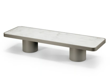 TAU 40 STEEL - Low wood and glass coffee table by Reflex