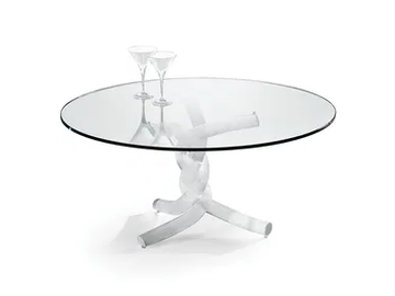 TORSADES - Round glass coffee table by Reflex