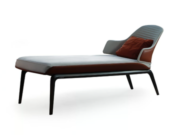 VELA - Upholstered leather chaise longue by Reflex