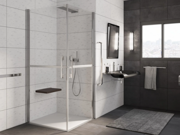 LIGHT D2+D2 - Corner crystal shower cabin with hinged door by RELAX