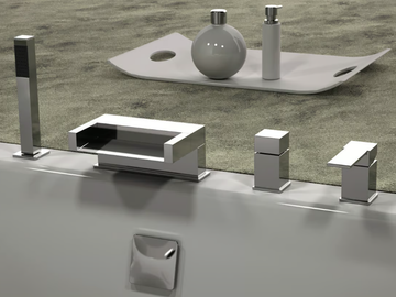 QUBIKA CASCATA - 4 hole bathtub set with hand shower by Remer Rubinetterie