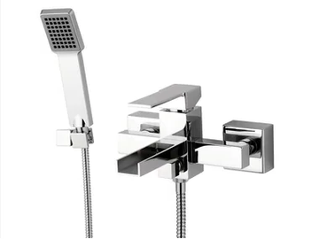 QUBIKA CASCATA - Wall-mounted bathtub mixer with hand shower by Remer Rubinetterie