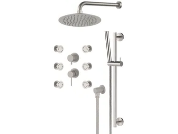 X STYLE INOX - Stainless steel shower set with overhead shower by Remer Rubinetterie