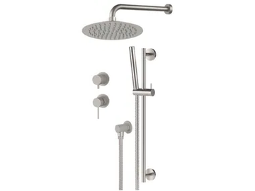 X STYLE INOX - Stainless steel shower set with overhead shower by Remer Rubinetterie