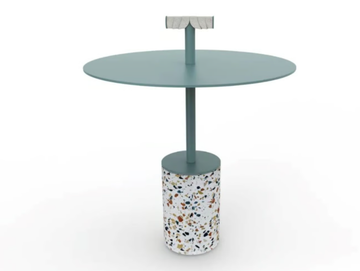 LIDO - Round steel and marble grit garden side table by Rever
