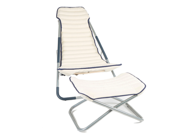 LINO - Recliner linen and stainless steel deck chair by Rever